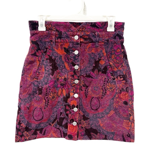 Anthropologie Skirt Women's 4 Pilcro Corduroy Button Front Dark Romantic Moody - Picture 1 of 6